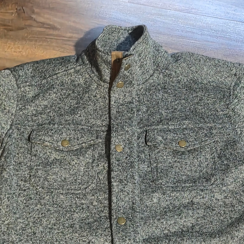 Eddie Bauer Mens Large Sweater Fleece Jacket Full Zip Snap Cabincore Outdoor - Picture 2 of 13